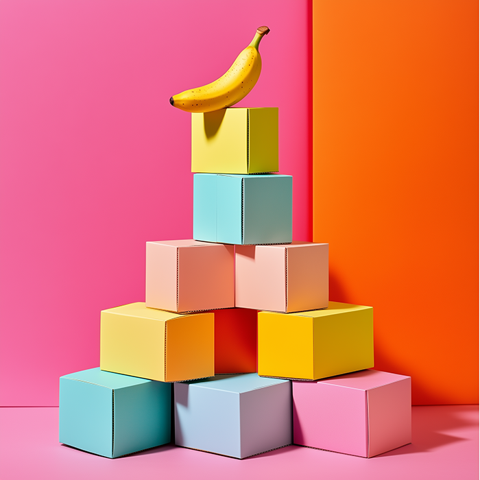 Packaging Premiere 2025 - AI artwork per stand La Eliotecnica Grafica a tema frutta